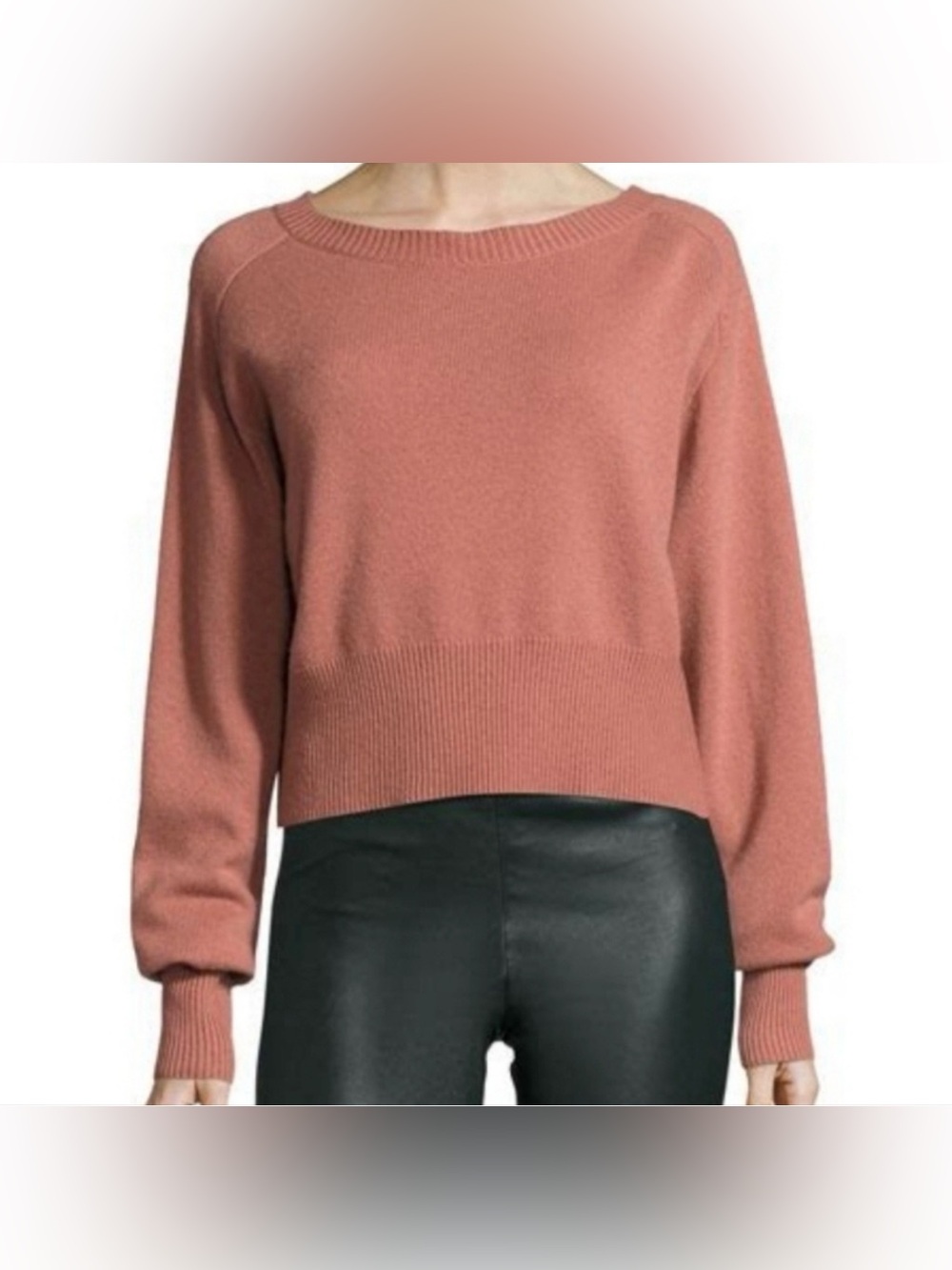 Theory 100% Cashmere Boatneck Long Sleeve Relaxed Sweater In Deep Rose , Small